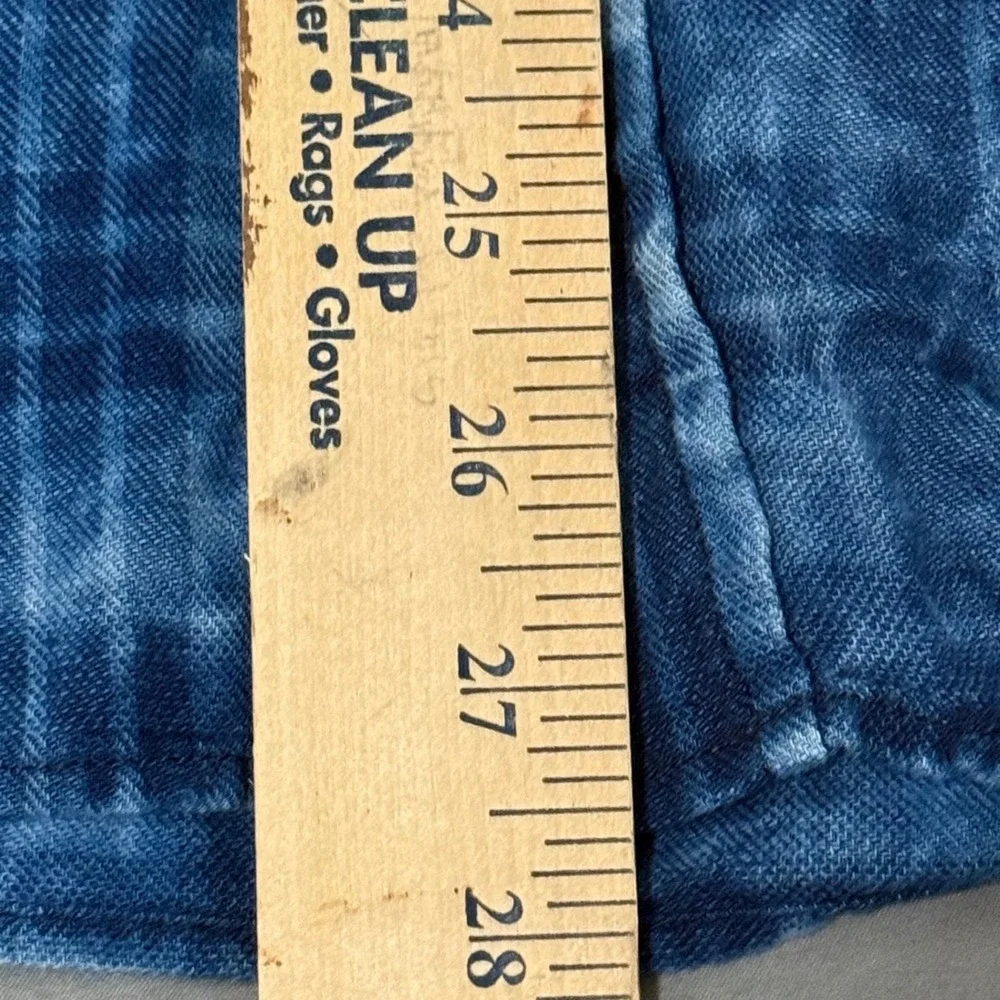 True Religion Mens Slim Fit Acid Wash Plaid Short Sleeve Button Down Shirt Large